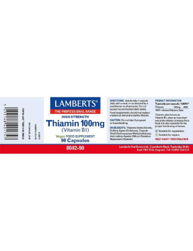 Thiamin 100mg (Vitamin B1) 90 capsules